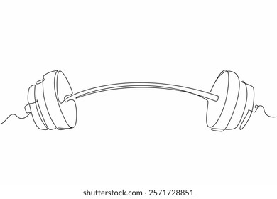 Single continuous line drawing curved barbell. Weight lifting training objects. Exercise builds muscle. The barbell is lifted with both hands. National Fitness Day. One line design vector illustration