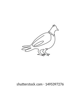 Single Continuous Line Drawing Of Cute Grouse Bird For Company Logo Identity. Game Bird Festival Mascot Concept For United Kingdom Culture Icon. Modern One Line Draw Design Vector Graphic Illustration