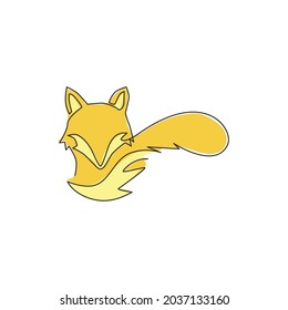 Single continuous line drawing of cute fox corporate logo identity. Mammals zoo animal icon concept. Modern one line graphic vector draw design illustration
