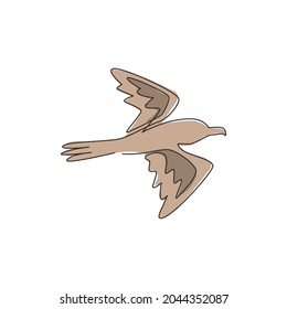 Einzelne fortlaufende Linienzeichnung süßer Albatross für die Firmenlogo-Identität. Adorable Sea Vogel Maskottkonzept für die Marke Marine Unternehmen Symbol. Moderne 1-zeilige grafische Gestaltung, Vektorgrafik