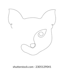 Single continuous line drawing of cute fox, logo identity. vector illustration