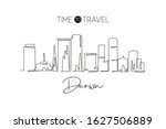 Single continuous line drawing Darwin city skyline, Australia. Famous city scraper and landscape. World travel concept home wall decor art poster print. Modern one line draw design vector illustration