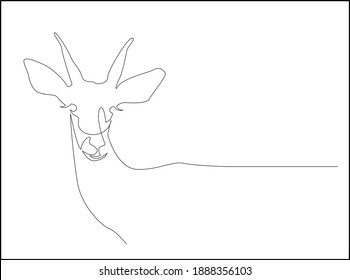 Single or Continuous line drawing of a deer facing towards.