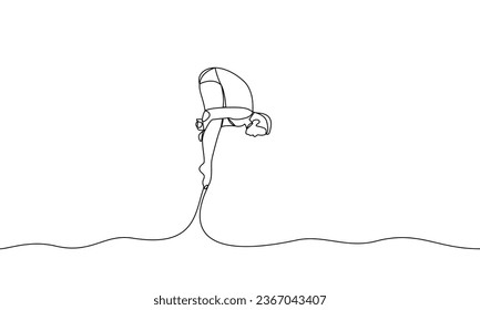 Single continuous line drawing of a diver. Acrobatic diving. Water sports competition concept. One line vector illustration