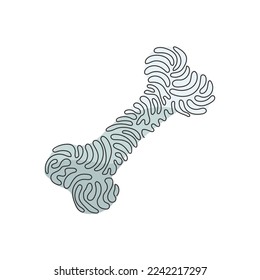 Single continuous line drawing dog bone icon in modern flat design isolated on white background, pet food symbol for web site or mobile app. Swirl curl style. One line draw graphic vector illustration
