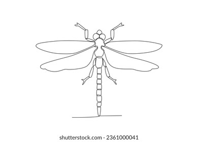 A single continuous line drawing of an Dragonfly for the farm's logo identity.  Single line drawing graphic design vector illustration
