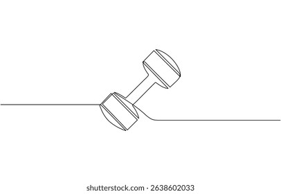 Single continuous line drawing of dumbbells. Sport equipment in one linear style, Continuous one line drawing of Dumbbell - Barbell gym equipment, Drawing of dumbbell. Editable stroke.