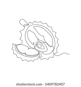 single continuous line drawing of durian  vector illustration