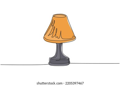 Single continuous line drawing of elegance table lamp for furniture design interior. Electronic desk lamp home appliance concept. Modern one line draw graphic vector illustration