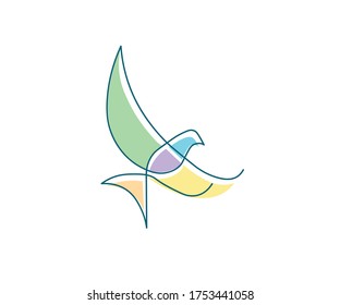Single continuous line drawing of elegant seagull for nautical logo identity. Adorable seabird mascot concept for sea port symbol. One line draw design illustration.