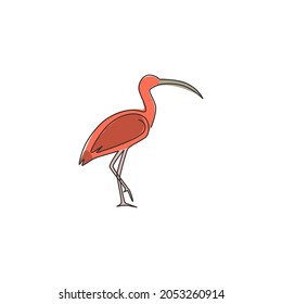 Single continuous line drawing of elegant ibis bird for organisation logo identity. University mascot concept for education institution icon. Modern one line draw design vector graphic illustration