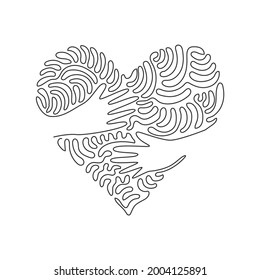 Single continuous line drawing embrace heart shape design vector template. Embracing icon or logo for health care symbol. Swirl curl style. Dynamic one line draw graphic design vector illustration