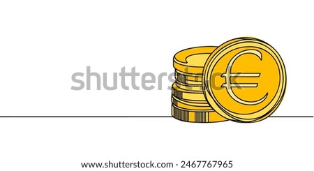 Single continuous line drawing of a euro currency. One continuous line of a euro currency sign. Vector illustration