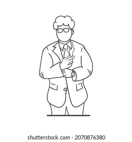 Single continuous line drawing of Executive man with style of suit. Professional work job occupation. Minimalism concept one line draw graphic design vector illustration