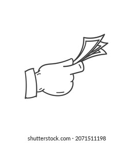 Single continuous line drawing of finger hold some of cash money. concept one line draw design vector illustration