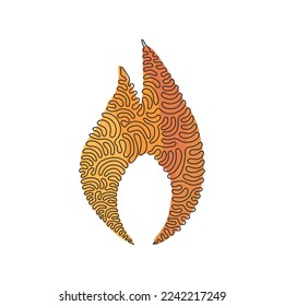 Single continuous line drawing fire flame emoji icon logo symbol. Lit symbol modern simple icon for website design, mobile app, ui. Swirl curl style. Dynamic one line draw graphic vector illustration