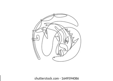 Single continuous line drawing of fishing bait logo symbol icon tournament and competition. Fisherman hobby holiday concept. Trendy one line draw design vector graphic illustration