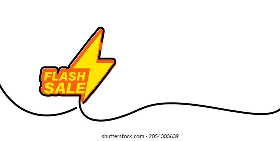 Single continuous line drawing of flash sale. Vector illustration.