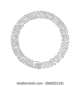 Single continuous line drawing flat design circle icon. Black geometric shape. Modern round object. Circles symbol logo. Swirl curl circle background style. One line draw design vector illustration