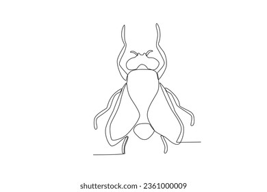 A single continuous line drawing of an fly for the farm's logo identity.  Single line drawing graphic design vector illustration
