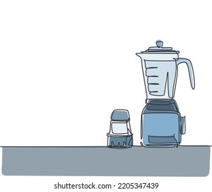 Dibujo de línea continua de la mezcla de alimentos utensil de los hogares. Concepto de electrodomésticos. Ilustración vectorial gráfica de diseño de dibujo de una línea moderna