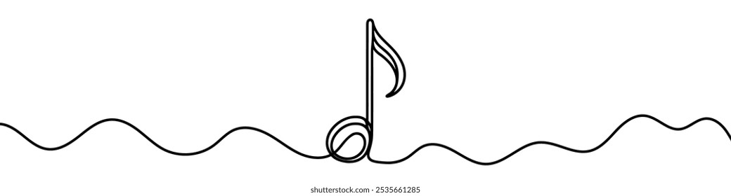 Single continuous line drawing forming the elegant shape of a treble clef, symbolizing music and melody