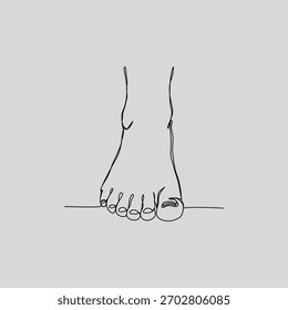 A single continuous line drawing of the front view of a human foot and toes. This minimalist anatomy illustration is ideal for podiatry, wellness, or artistic projects.