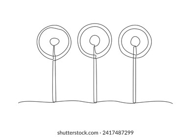 Single continuous line drawing of fruit lollipop. Bonus or special offer. Present. Concept of celebration. One line draw graphic design vector illustration