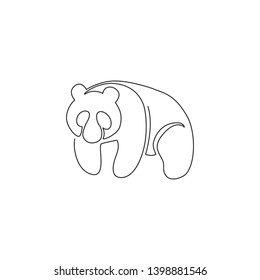 Single continuous line drawing of funny panda for corporation logo identity. Company icon concept from cute mammal animal shape. Modern one line vector draw graphic design illustration