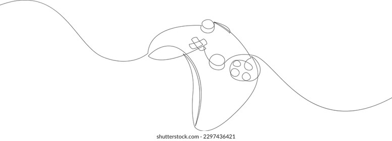 Einzelne fortlaufende Linienzeichnung des Spielers. Gamepad eine Linie Kunst, Vektorgrafik.