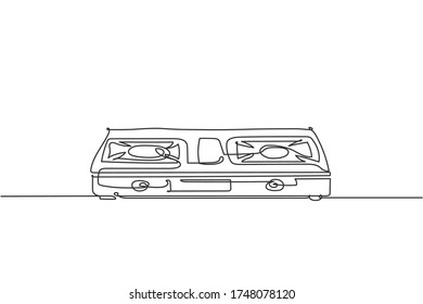 Single continuous line drawing of
gas stove household utensil. Electronic kitchenware home appliance concept. Modern one line draw design graphic vector illustration