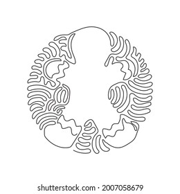 Single Continuous Line Drawing Gingerbread Man Icing. Cookie In Shape Of Man. Illustration For Winter Holiday, Cooking, New Year's Eve. Swirl Curl Circle Style. Dynamic One Line Graphic Design Vector