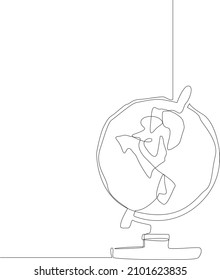 Single continuous line drawing a globe map of earth. Concept one line draw design graphic vector illustration