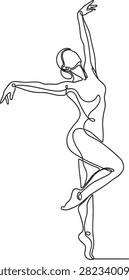 Single continuous line drawing of a graceful ballerina performing a ballet pose. Minimalist, elegant, and artistic representation of dance.