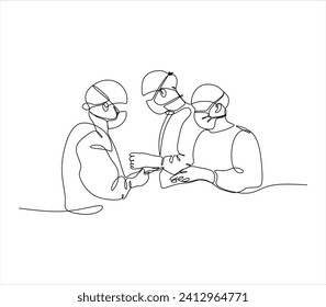 Single continuous single line drawing group of team surgeon doctor doing surgery operation to the patient with critical condition. Operating surgery concept one line draw design vector illustration