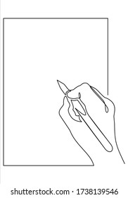 Single continuous line drawing of hand gesture on paper. Business to do list concept one line draw design illustration