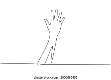 Single Continuous Line Drawing Hand Count Number Five. Learn To Count Numbers. Concept Of Education For Children. Nonverbal Signs Or Symbols. Dynamic One Line Draw Graphic Design Vector Illustration