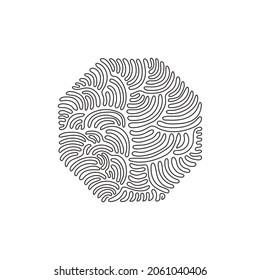 Single continuous line drawing hand drawn octagon, blank drawing frame isolated on white background, black scribble lines, single octagon. Swirl curl style. Dynamic one line draw graphic design vector