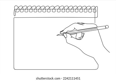 Un solo dibujo de línea continua del gesto de la mano sobre el papel. Ilustración de diseño de trazos de línea de línea de negocio