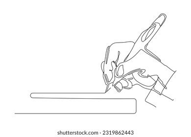 Single continuous line drawing of hand drawn gesture in a straight zig zag line. Write a long zigzag sequence with pen on notepad concept. Modern graphic one line drawing vector illustration.