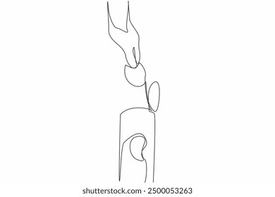 Single continuous line drawing a hand takes potato chips from a tube packaging. Delicious snacks in a nice packaging. Keep food crispy. Tasty. National Snack Day. One line design vector illustration