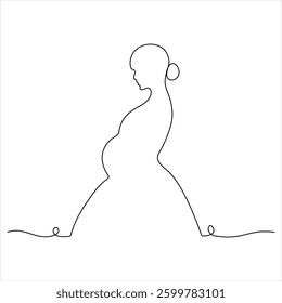 Single continuous line drawing of happy pregnant woman