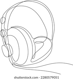 Single continuous line drawing of headset new generation. Electronic small home business equipment concept. Modern one line draw design graphic vector illustration