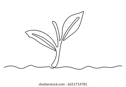 Uma linha contínua desenhando folhas de chá orgânicas saudáveis para a identidade do logotipo da plantação. Fresco botão macio de conceito de tiro de chá para ícone de folha de chá. Ilustração moderna do vetor do desenho gráfico de uma linha