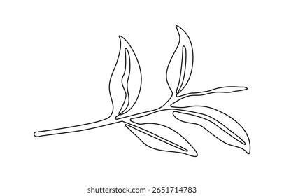 Uma linha contínua desenhando folhas de chá orgânicas saudáveis para a identidade do logotipo da plantação. Fresco botão macio de conceito de tiro de chá para ícone de folha de chá. Ilustração moderna do vetor do desenho gráfico de uma linha