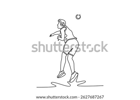 Single continuous line drawing healthy and strong male shot put athlete throws a iron ball at indoor championship in track and field athletics stadium. One line draw graphic design vector illustration