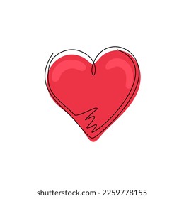 Single continuous line drawing heart icon. Perfect love symbol. Valentine's day sign, emblem isolated on white background. Flat style for graphic and web design, logo. Dynamic one line draw vector