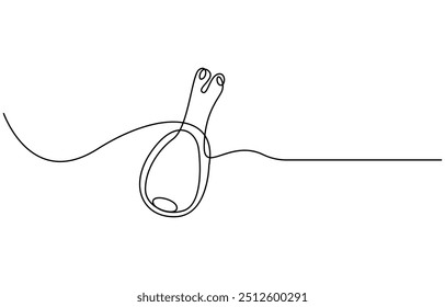 Single continuous line drawing of hot crispy fried chicken leg for restaurant logo emblem. Fast food cafe logotype template concept