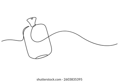 Single continuous line drawing of Hot Water Bag. Equipment for doctor examining patient heart beat condition