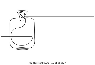 Single continuous line drawing of Hot Water Bag. Equipment for doctor examining patient heart beat condition